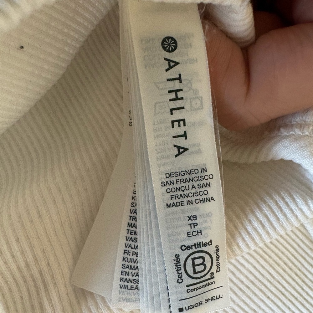 Athleta White Ribbed Collared Top - Picture 3 of 3